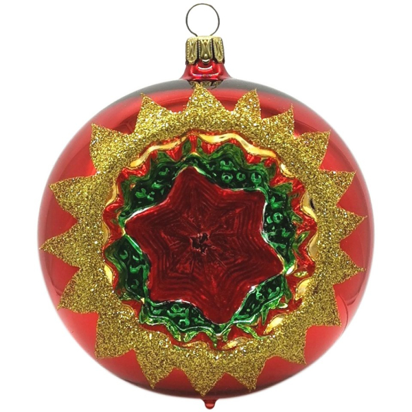 Schatzhauser Weihnachtsbaumkugel »Reflexkugel rot Ø 10cm« (1 St), mundgeblasen, handbemalt