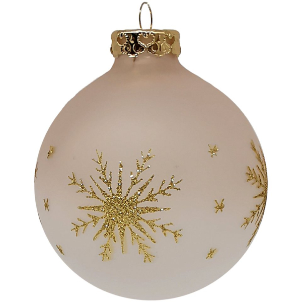 Schatzhauser Weihnachtsbaumkugel »Sternkristall pastellcreme/weiss halbtransparent Ø 8cm« (1 St), Maschinenkugel, bedruckt