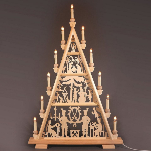 Schenk Holzkunst Lichterbogen »Lichterspitze Motiv Wald Schneeberg, 4 Etagen«