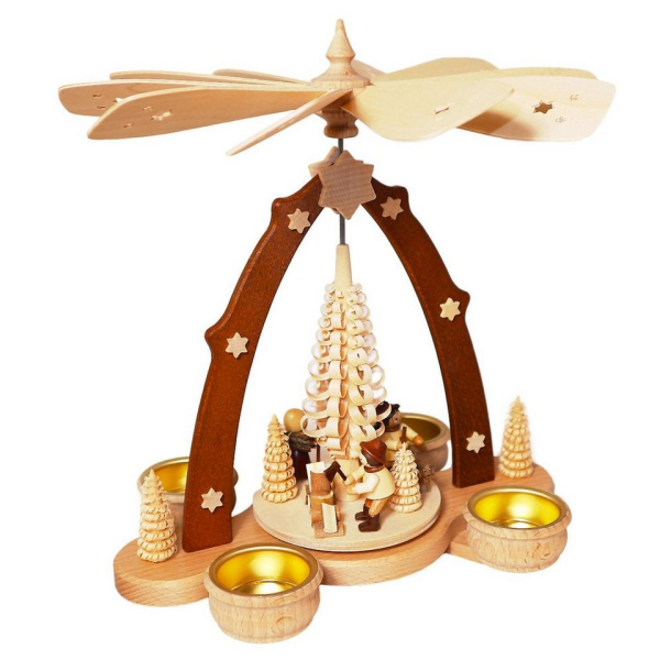Schenk Holzkunst Weihnachtspyramide »Teelichtpyramide Waldleute«, Hergestellt im Erzgebirge – Made in Germany