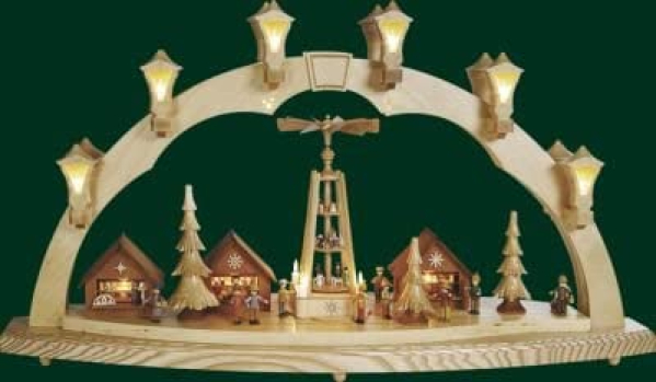 Schwibbogen Erzgebirge Richard Glässer Seiffen Weihnachtsmarkt, elektrisch, 01008