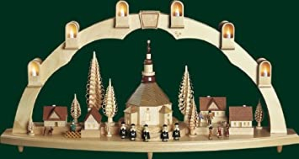 Schwibbogen Seiffener Kirche Elektrisch Lichterbogen Seiffen 41cm Erzgebirge NEU
