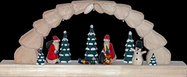 Schwibbogen Tanne mit Weihnachtsmann 27cm Leuchterbogen Erzgebirge NEU