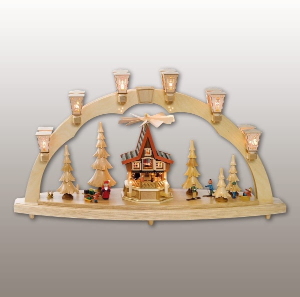 Schwibbogen Weihnachtswald mit Adventshaus