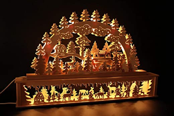 SchwibboLa 50 Original Erzgebirgischer Schwibbogen mit Erhöhung Lichterbogen XXL Verschieden Größen FREIE Auswahl (Motiv69: 72x45cm (BxH))