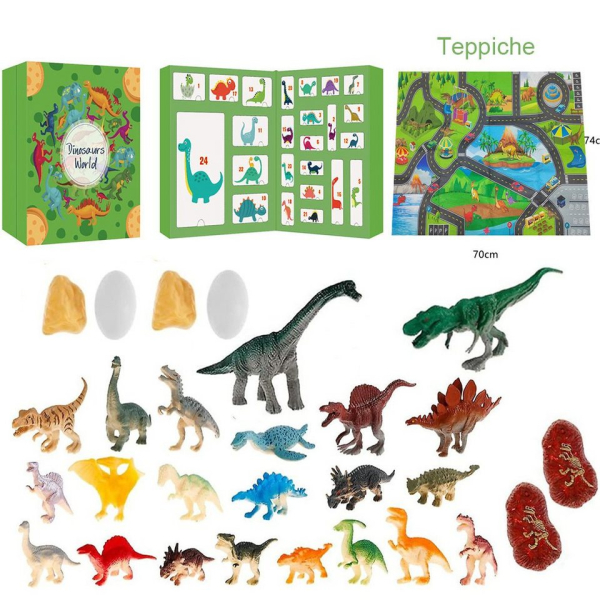SCOBLA Adventskalender Adventskalender 2023 Kinder, Mini Dinosaurier Spielzeug Figur Kit (24-tlg), Dinosaurier Spielzeug Figur Zimmer Dekoration