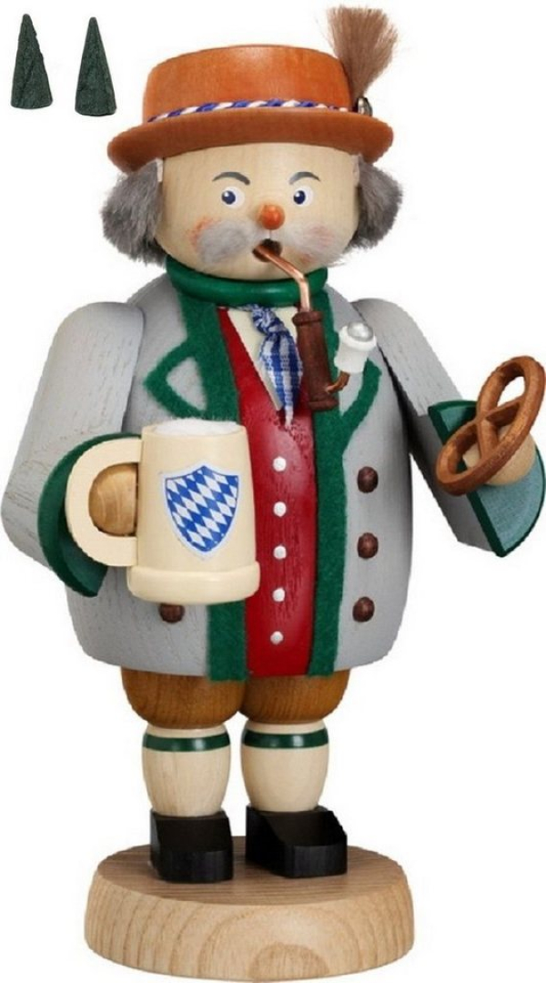 Seiffener Volkskunst Räuchermännchen »Räuchermännchen Gemütlicher Typ Bayer Holz 19 cm Erzgebirge Holzkunst Handarbeit Weihnachtsdekoration«,…
