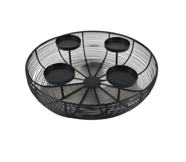 sesua Adventskranz »Metallschale schwarz Ø 36 cm Tischdeko Advent Weihnachten«