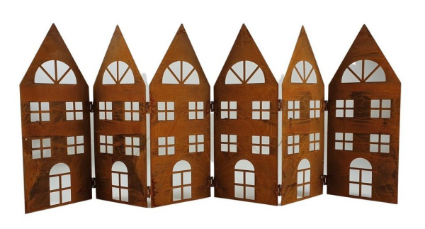 sesua Weihnachtsstadt »Metall Häuser – Silhouette in Rostoptik mit LED Lichterkette 96x40cm«