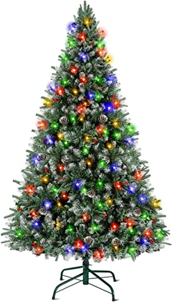 SHareconn 180 cm Weihnachtsbaum künstlich Scharnier Weihnachtsbaum mit Beleuchtung 330 Warmweißen und Mehrfarbigen Lichtern,1627…