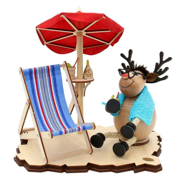 SIGRO Räuchermännchen »Holz Räucher-Elch Finn macht Urlaub«