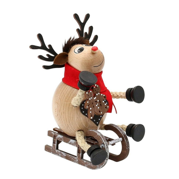 SIGRO Räuchermännchen »Holz Räucher-Elch Nils auf dem Schlitten«