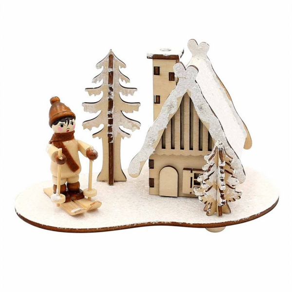 SIGRO Räuchermännchen »Holz Räucherhaus verschneit, 1 Stück Wintersport«, (1 St)