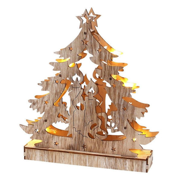 SIGRO Schwibbogen »Holz Lichterecke, LED Kerzen«