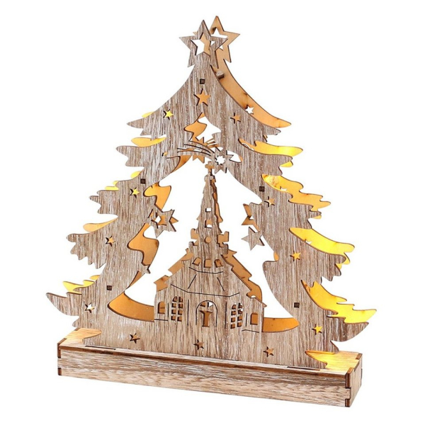 SIGRO Schwibbogen »Holz Lichterecke, LED Seiffener Kirche«, Schwibbogen