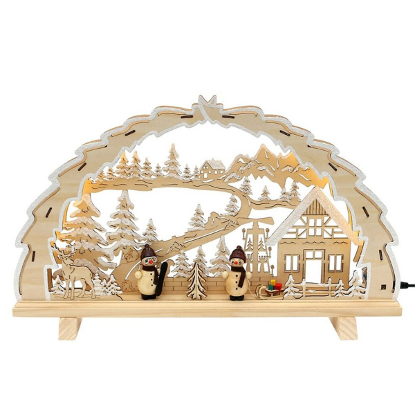 SIGRO Schwibbogen »Holz Schwibbogen, LED Schneemänner«