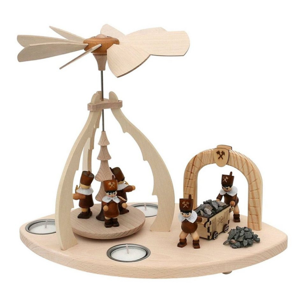SIGRO Weihnachtsfigur »Holz Teelicht-Tischpyramide Bergleute«
