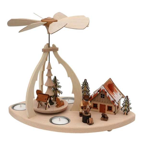 SIGRO Weihnachtsfigur »Holz Teelicht-Tischpyramide Holzhacker«