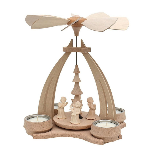 SIGRO Weihnachtsfigur »Holz Teelicht-Tischpyramide mit 4 Engelfiguren«