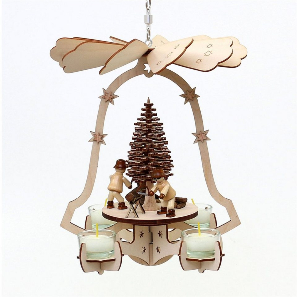 SIGRO Weihnachtspyramide »Holz Deckenpyramide Baum Waldarbeiter«