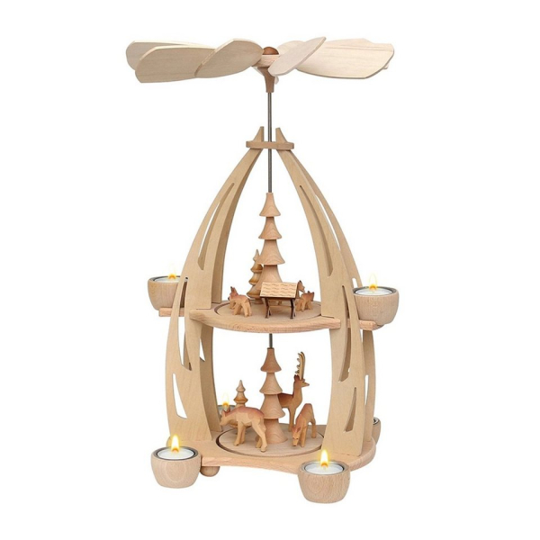 SIGRO Weihnachtspyramide »Holz Teelicht-Pyramide, 6 Lichter Rehe«
