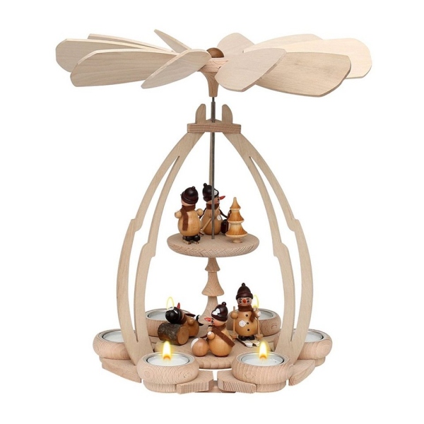 SIGRO Weihnachtspyramide »Holz Teelicht-Pyramide, 6 Lichter Schneemänner«