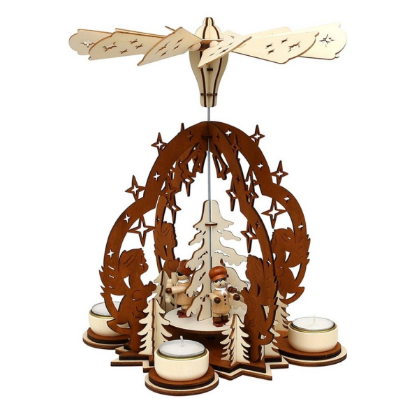 SIGRO Weihnachtspyramide »Holz Teelicht-Pyramide, Sterntaler Bäckerfiguren«