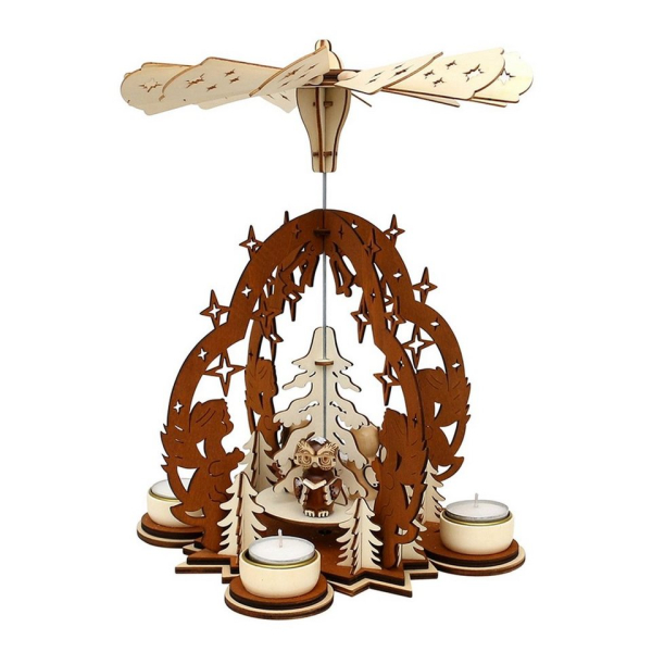 SIGRO Weihnachtspyramide »Holz Teelicht-Pyramide, Sterntaler Eulen«