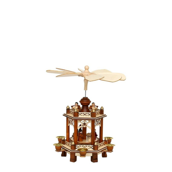 SIGRO Weihnachtspyramide »Holz Tischpyramide, 2 Etagen Natur-Braun«