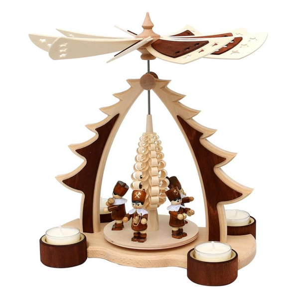 SIGRO Weihnachtspyramide »Holz Tischpyramide Baum mit Bergleuten Spanbaum«