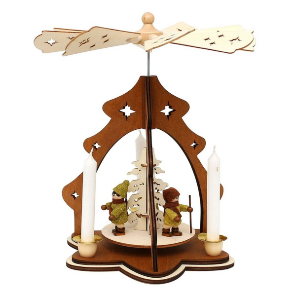 SIGRO Weihnachtspyramide »Holz Tischpyramide, für 4 Kerzen Moosmann/Moosfrau«