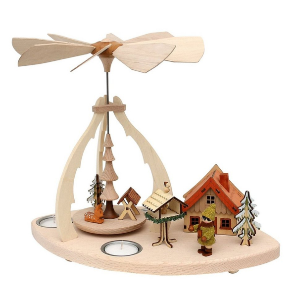 SIGRO Weihnachtspyramide »Holz Tischpyramide Rehe mit Jäger«