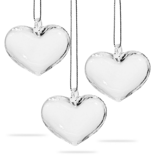 SIKORA Christbaumschmuck »BS165-3 Herz Glas Ornament Weihnachtsbaum Anhänger 3er Set«