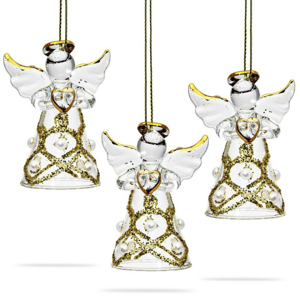 SIKORA Christbaumschmuck »BS240 Engel Glas Figur Weihnachtsbaum Anhänger 3er Set«
