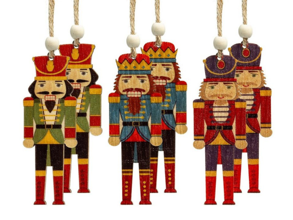 SIKORA Christbaumschmuck »BS697 Nussknacker Holz Figur Weihnachtsbaum Anhänger 6er Set H:8,7cm«