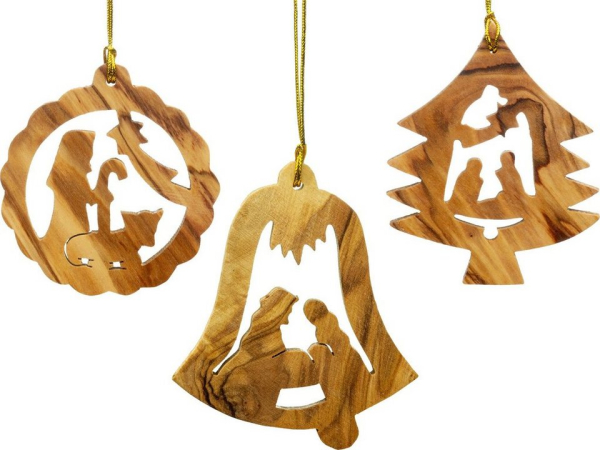 SIKORA Christbaumschmuck »OH-SET2 Baumschmuck Olivenholz Anhänger aus Bethlehem mit klassischen Krippe Motiven 3er Set«