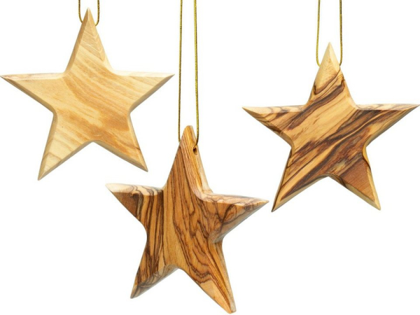 SIKORA Christbaumschmuck »OH-SET9 Baumschmuck Olivenholz Anhänger aus Bethlehem STERNE 3er Set«