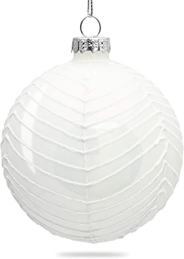 SIKORA Highlights 4er Set ausgefallene Christbaumkugeln aus Glas Weiss, Farbe/Modell:Modell New York Weiss, Größe:8 cm