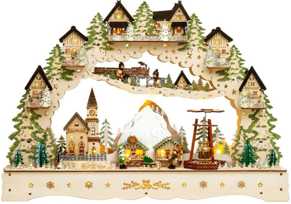 SIKORA Schwibbogen »LB46 Berg Weihnachtsdort XL mit LED Beleuchtung und motorbetriebener Pyramide B:57,5cm«