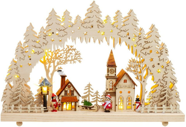 SIKORA Schwibbogen »LB52 Winterdorf mit LED Beleuchtung B:43cm«