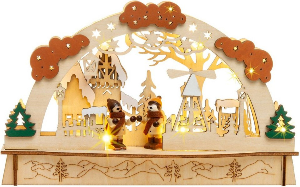 SIKORA Schwibbogen »LB58 Winterdorf Mini mit LED Beleuchtung B:23,5 cm«