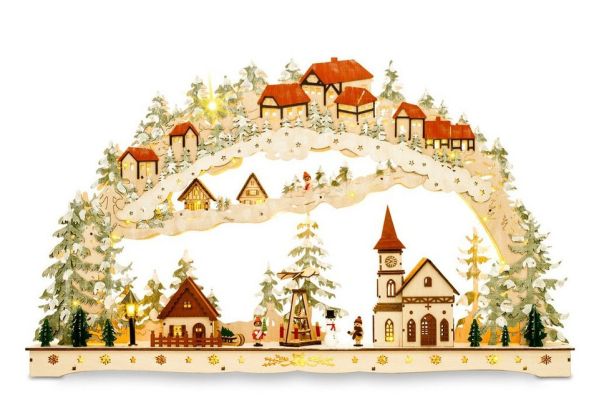 SIKORA Schwibbogen »LB79 Winterdorf XXL mit LED Beleuchtung B:78cm«