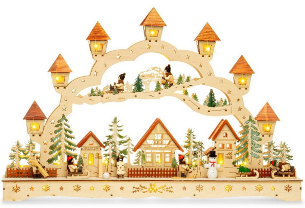 SIKORA Schwibbogen »LB89 Winterdorf Laternen XL mit LED Beleuchtung B:56,5cm«
