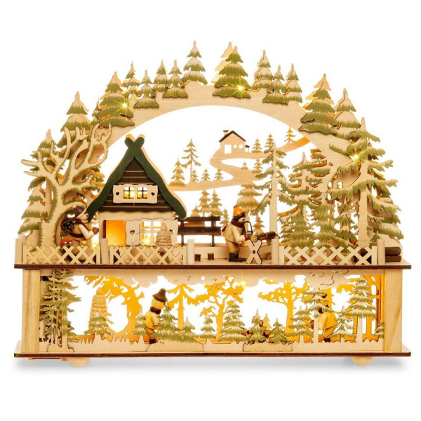 SIKORA Schwibbogen »SIKORA LB06 beleuchteter LED Holz Schwibbogen WALDHAUS inklusive Trafo«