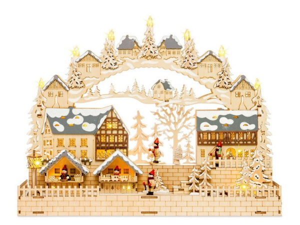 SIKORA Schwibbogen »SIKORA LB86 beleuchteter 3D LED Holz Schwibbogen WEIHNACHTSDORF inklusive Trafo«