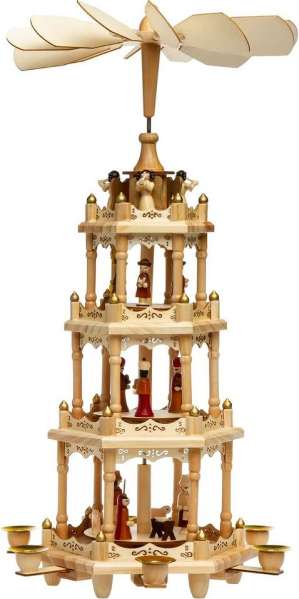 SIKORA Weihnachtspyramide »P4 Tradition XL aus Holz mit 4 Etagen H:55cm«