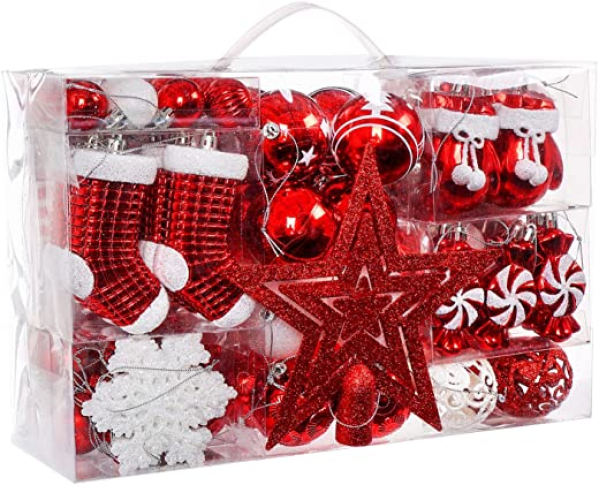 SOLEDI Christbaumschmuck Set Weihnachtskugel Christbaumkugeln Baumschmuck Weihnachten Das Set enthält 128 Christbaumschmuck-Anhänger