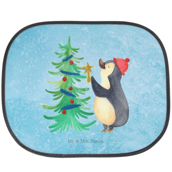 Sonnenschutz »Pinguin Weihnachtsbaum – Eisblau – Sonnenblende, Weihnachten, Sonnenschutzfolie, Baby, Advent, Winter, Heiligabend, Wintermotiv,…