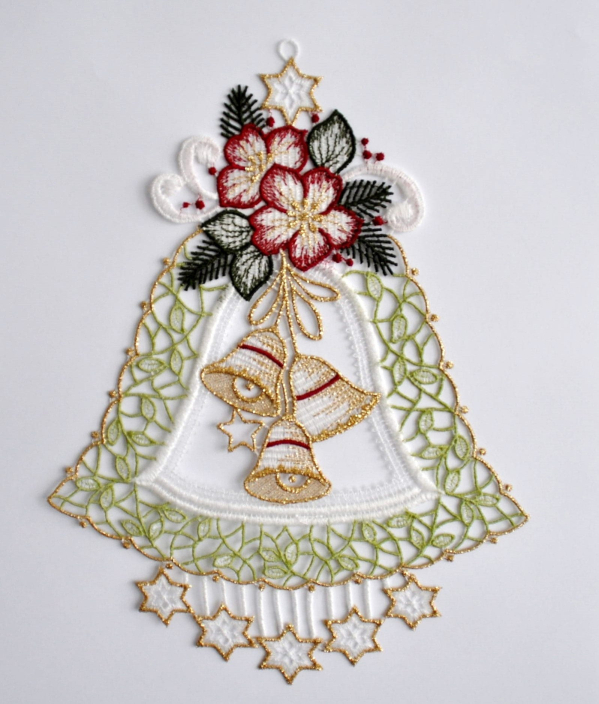 Stickereien Plauen Fensterbild »Fensterbild Glocke«, (1 St.), Echte Plauener Spitze