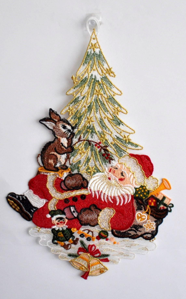 Stickereien Plauen Fensterbild »Weihnachtsmann«, (1 St.)